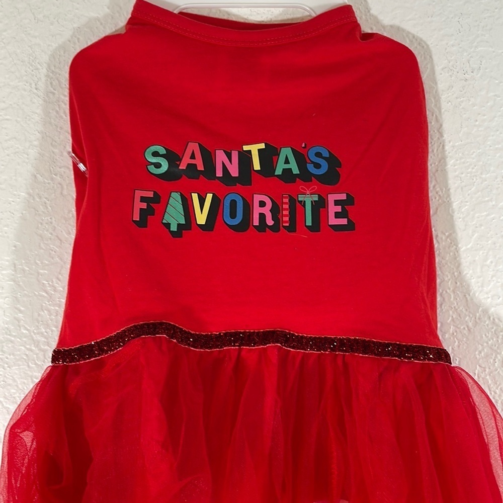 NWT MERRY & BRIGHT SANTA'S FAVORITE RED TUTU DOG PET DRESS SIZE MEDIUM XMAS